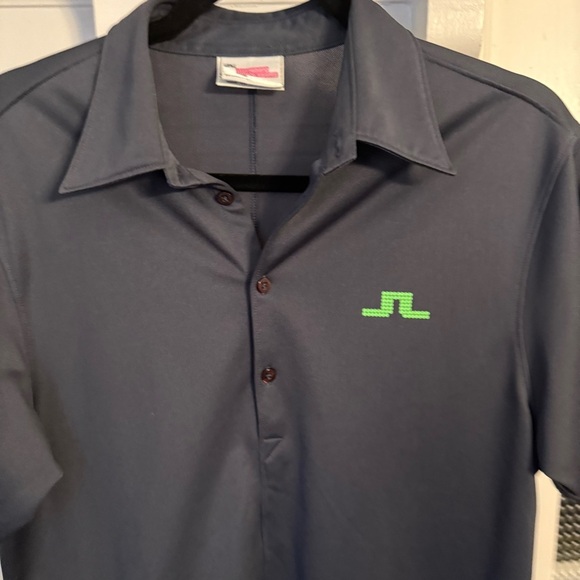 J Lindeberg Men's Performance Polo Shirt Dark Grey Neon Green Logo Sz L NWOT - Picture 5 of 11